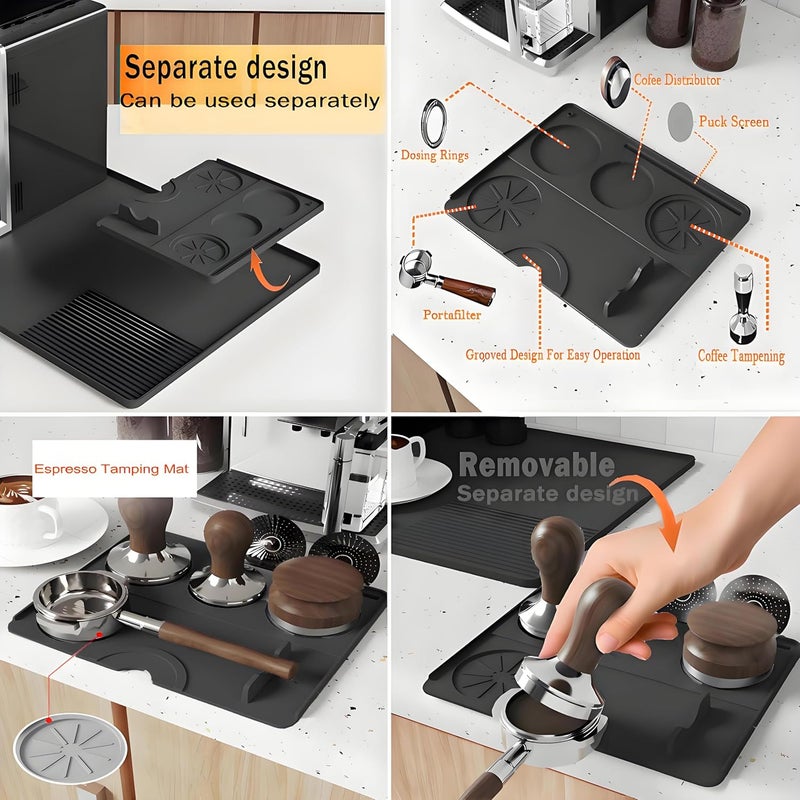 ZJSTRO Silicone Coffee Mat with a removable tamper mat for Ninja Luxe Cafe Accessories,23.5"x15.7"Anti-Slip Heat-Resistant Coffee Bar Mat for Ninja Luxe Cafe Espresso Machine - Image 3